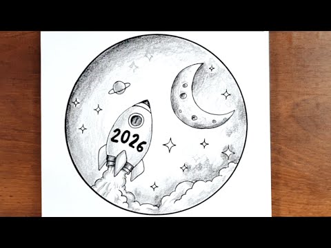 How to Draw a 2026 Space Rocket 🚀 | Easy Pencil Drawing Tutorial