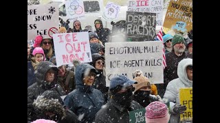 Morristown rallies in snow, against ICE