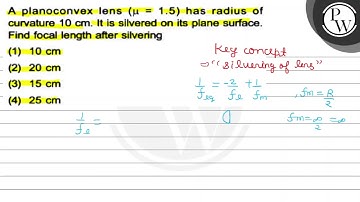 A planoconvex lens \( (\mu=1.5) \) has radius of curvature \( 10 \m...