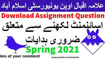 Assignments Guide line for Spring 2021 Allama Iqbal Open University | AIOU INFO