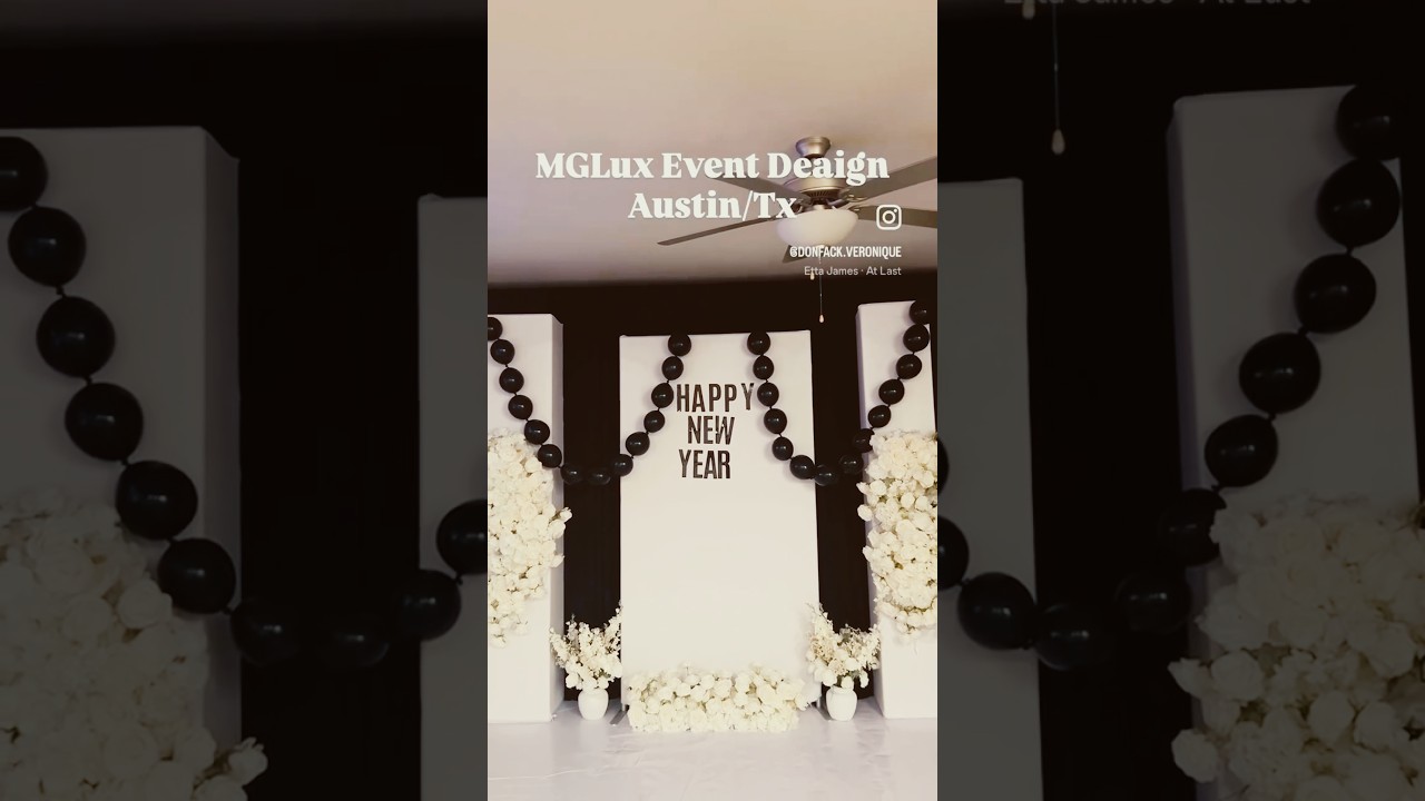 Happy new year decor 2026, black and white 