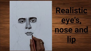 How to Draw, shade realistic eyes, nose and lips with graphite...