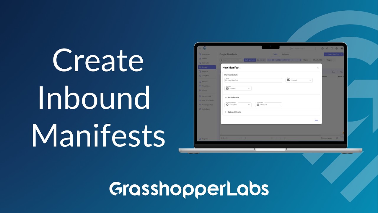 How to Create an Inbound Manifest in Grasshopper Labs