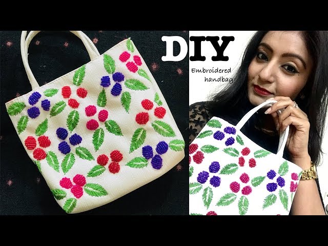 DIY Embroidered Handbag  How to make handbag at home 