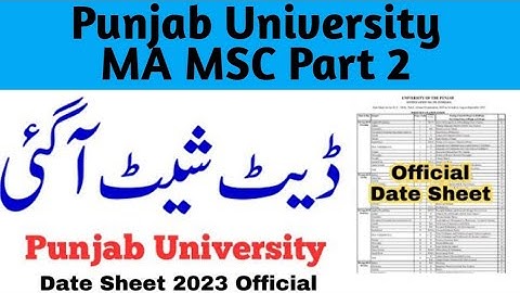 MA MSC part 2 official final date sheet punjab university 2023