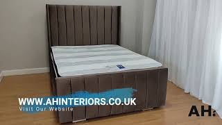 Royal Wing Plush Velvet Fabric Upholstered Bed Frame #FabricBeds - www.ahinteriors.co.uk