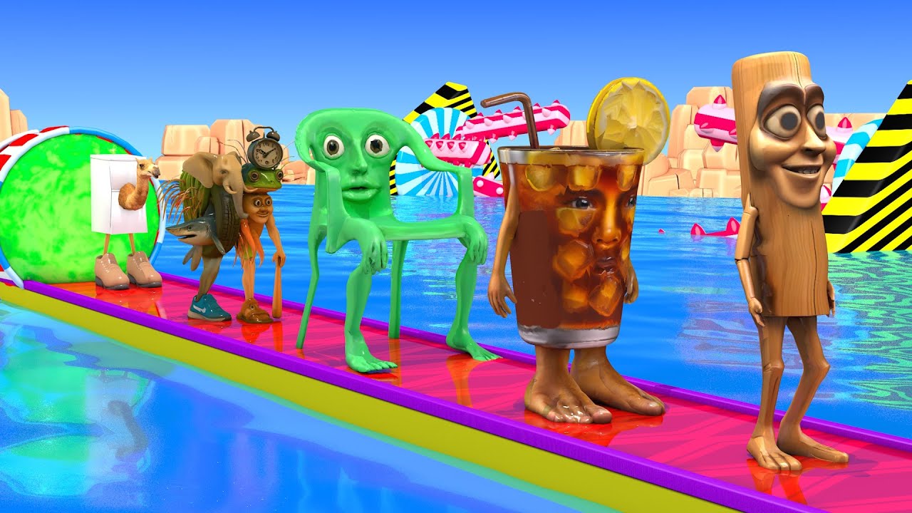 Long Slide Game With Cow Elephant Gorilla Hippopotamus Tiger 3d Animal Game Funny 3d Animals