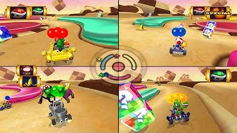 Mario Kart Double Dash!!: Balloon Battle: Cookie Land 4 player Netplay 60fps