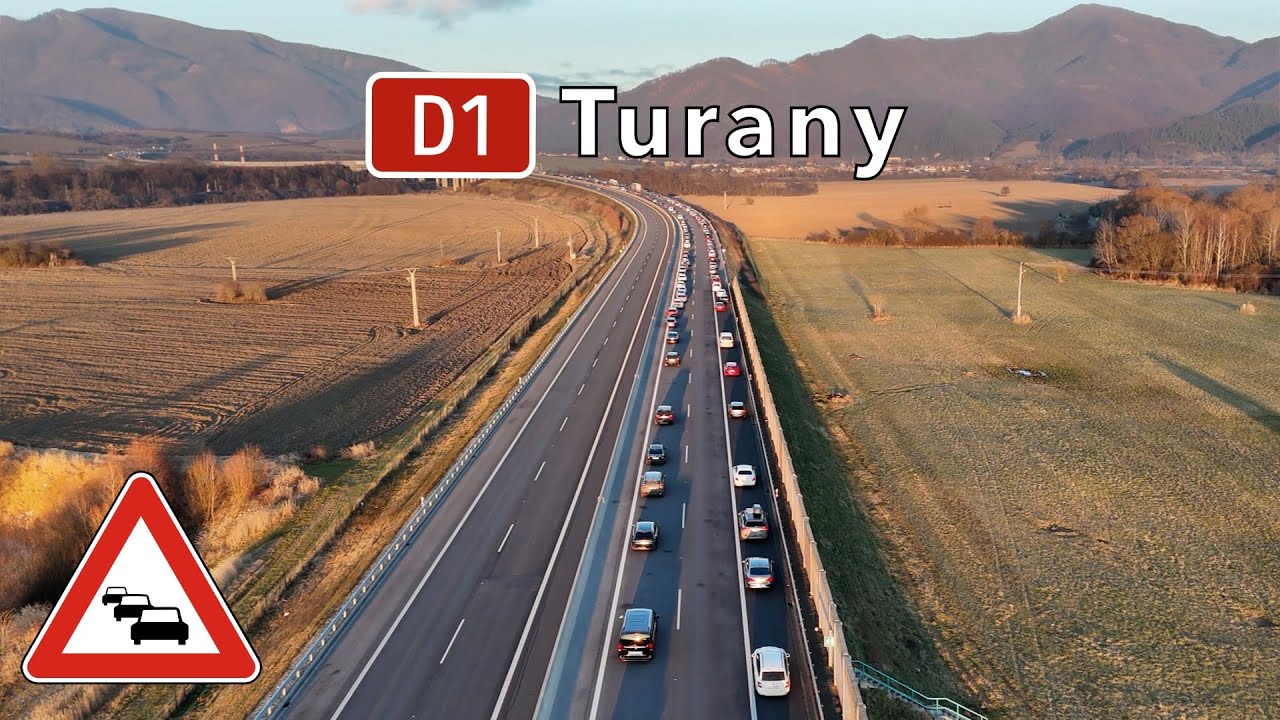 Dopravný lievik na diaľnici D1 pri Turanoch (27. december 2025)