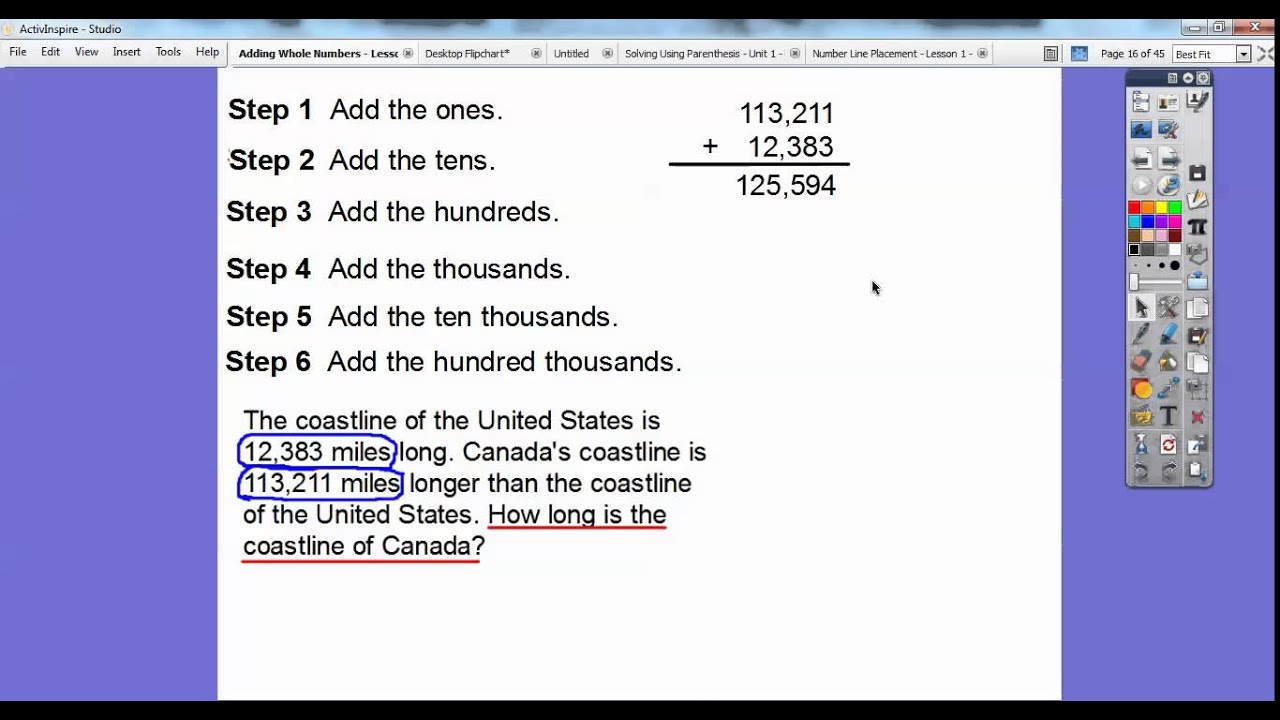 Adding Whole Numbers Lesson 1 6 YouTube