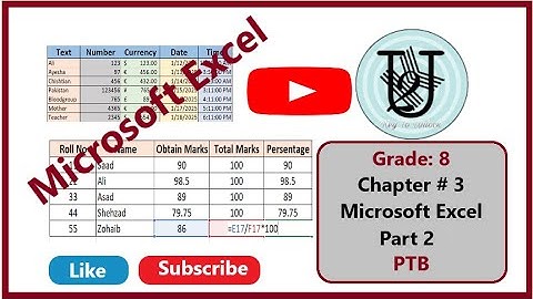 Microsoft Excel 2016 | Grade 8 | Chapter 3 | Part 2 | PTB