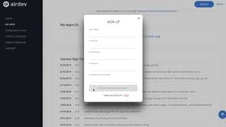 Airdev Canvas - How To Create An App