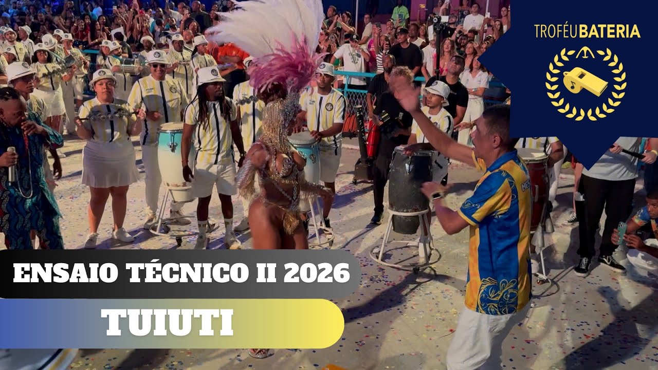 Bateria do Paraíso do Tuiuti no segundo ensaio técnico para o carnaval 2026