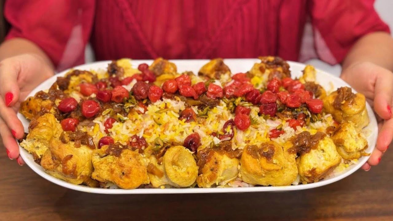 “Sweet,Tangy & Flavorful! Authentic Persian Sour Cherry Rice Recipe🍒Delicious Lunch or Dinner Idea!"