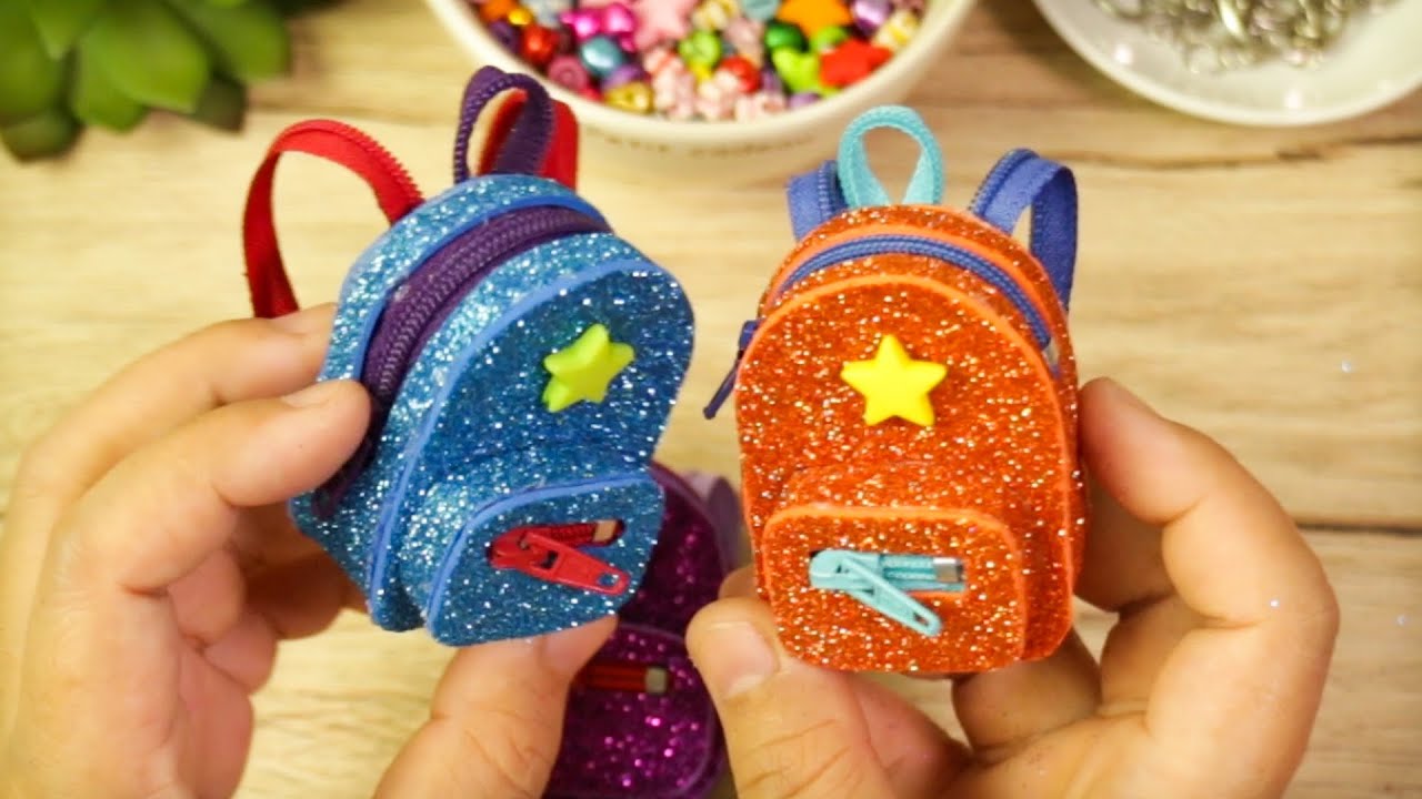 งานประดิษฐ์กระเป๋าจิ๋วDIY Miniature Mini Glitter School BagHow to