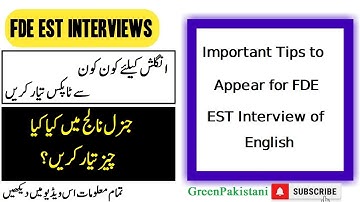 Tips to Appear for FDE EST Interview of English Subject | Important Topics for English Interview FDE