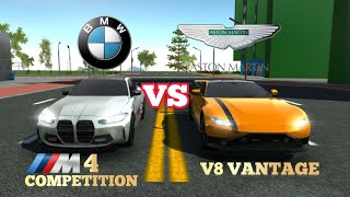 Car Simulator 2 BMW M4 Competition Vs Aston Martin V8 Vantage| Top Speed | Sound Test | Brake Test..