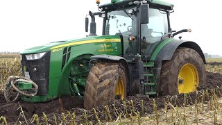 John Deere 8320R Gets Totally Stuck During Corn Harvest 2019 | Mud Season | Maisernte | DK Agri