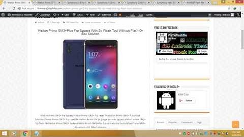 Walton Primo GM3 Plus Frp Reset file 30MB WIth Sp Flash Tool