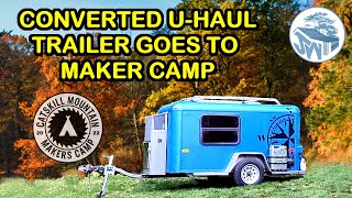 Taking the cargo trailer camper conversion to Maker Camp | Winter camping, makers, learning skills
