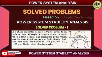 Power system Stability analysis | Solved Problem -1  | Critical Clearing Angle | PSA