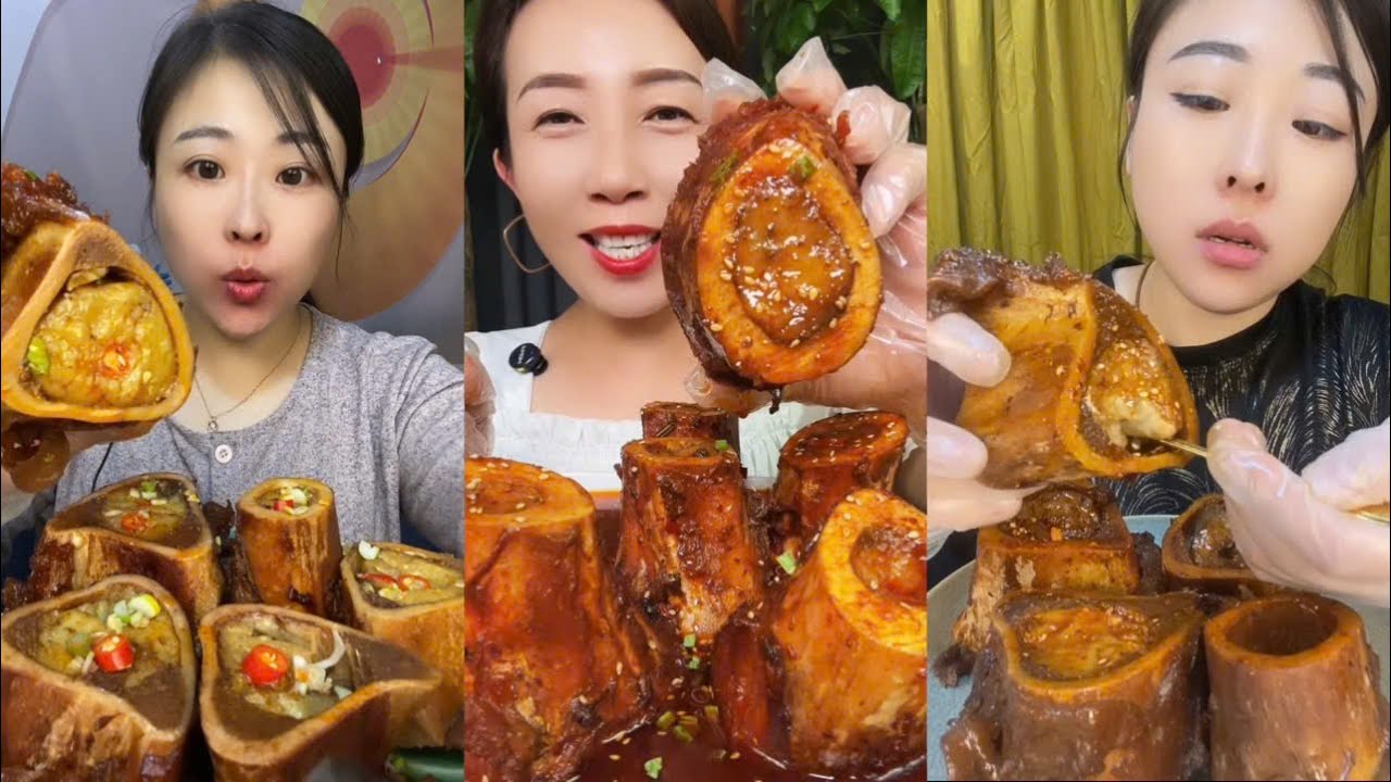 MUKBANG beef bone marrow ASMR  - The best of delicious Lien Huong food #1766