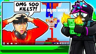 I Donated 1$ For Every Kill This LIVESTREAMER Got...(Roblox BedWars)