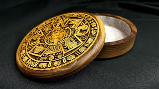 Making Wooden Round Maya Aztec Jewelry Box | DIY