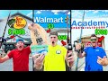 1v1v1 walmart vs bass pro shop vs academy fishing challenge rod reel lures