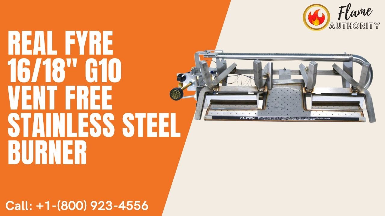 Real Fyre 16/18" G10 Vent Free Stainless Steel Burner G10-16/18-SS