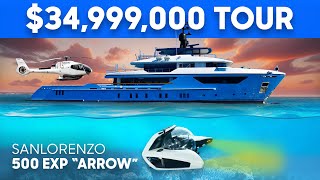 $34M YACHT with Helicopter & Submarine 🚁 | Sanlorenzo 500 EXP M/Y "Arrow"