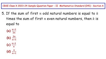 Q5 - If the sum of first 𝑛 odd natural numbers is equal to 𝑘 times the sum of first 𝑛 even natural..