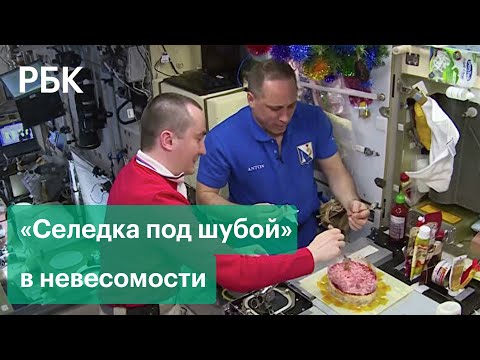 Летающая «селедка под шубой». Космонавты приготовили новогодний салат и поздравили россиян с МКС