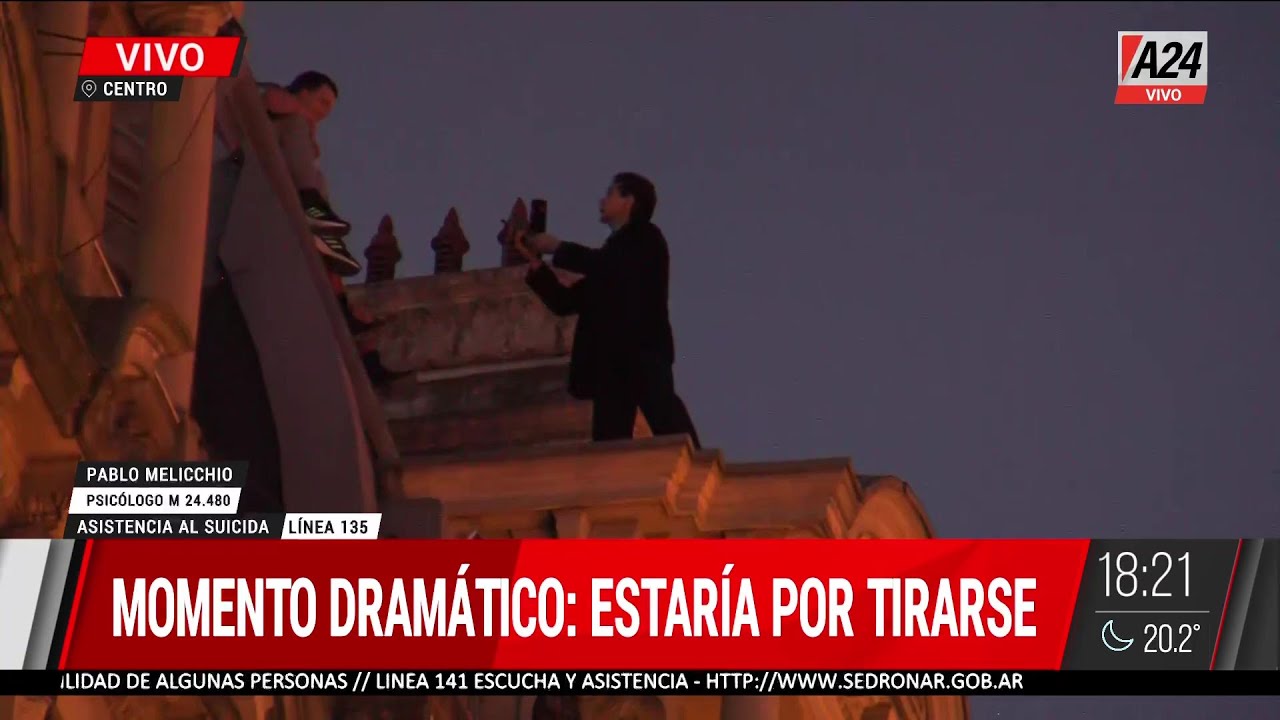 Así fue el ESPECTACULAR RESCATE del hombre que amenazó con tirarse de un edificio