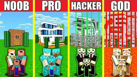 Minecraft Battle: SECURE HOUSE BUILD CHALLENGE - NOOB vs PRO vs HACKER vs GOD Animation SAFEST BASE