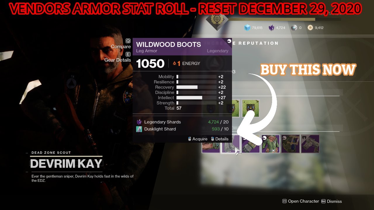 DESTINY 2 - VENDORS ARMOR STATS FOR RESET DECEMBER 29, 2020 | DEVRIM, SHAXX, DRIFTER & ZAVALA