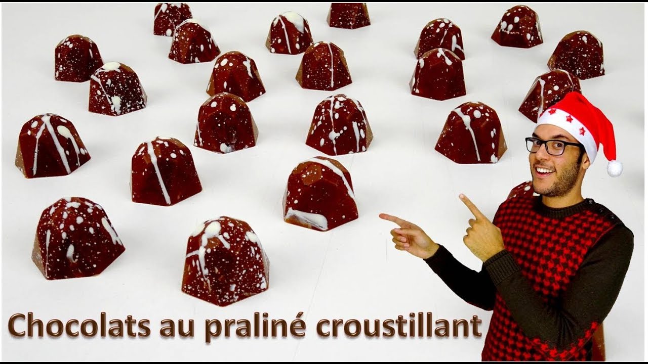 Bonbons au chocolat, praliné croustillant