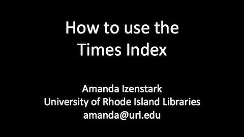 How to Use the Times Index