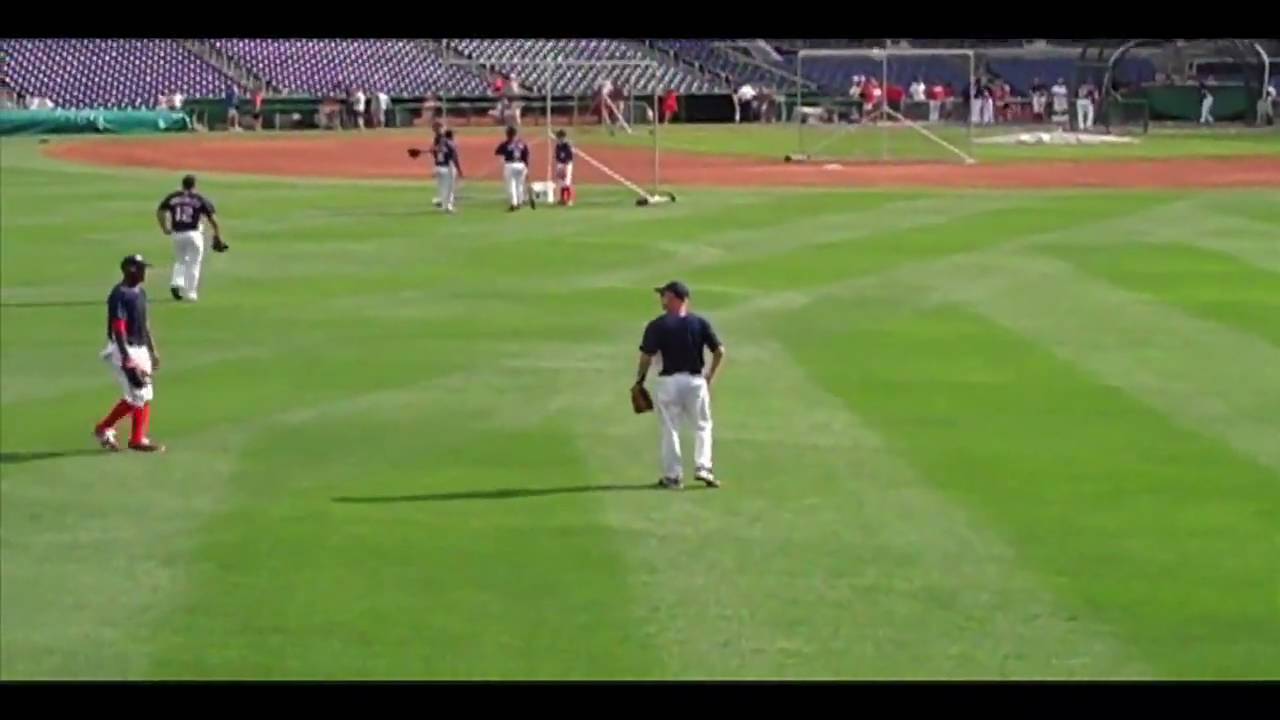 Nationals Owner Mark Lerner Shags Fly Balls During Batting Practice