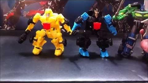 Video Review of the Transformers Age of Extinction Construct Bots Dinobot Riders Drift and Bumblebee