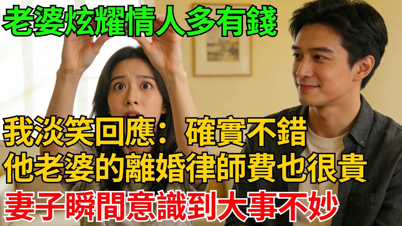 老婆炫耀情人多有錢，我淡笑回應：確實不錯，他老婆的離婚律師費也很貴，妻子瞬間意識到大事不妙【反轉情緣】#婚姻反转#冷静复仇#情感故事#夫妻#都市情感#职场情缘#短篇故事