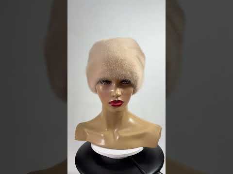 Висока жіноча норкова шапка-кубанка "Рукавичка", видео 3