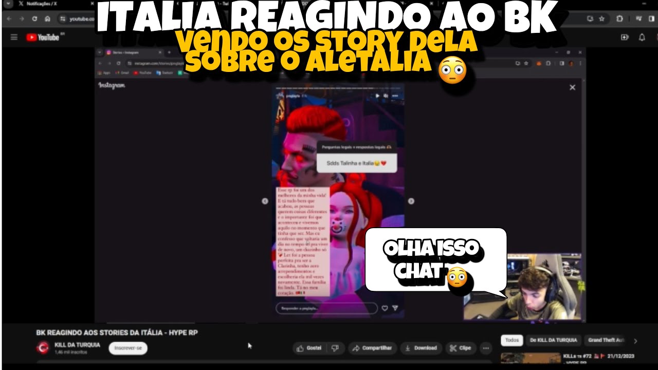 ITALIA REAGINDO AO BKINHO VENDO OS STORYS DELA SOBRE O ALETALIA COM A CLARINHA 🥹❤️