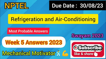 Refrigeration and Air-Conditioning | Week 5 Quiz | Assignment 5 Solution | NPTEL | SWAYAM 2023
