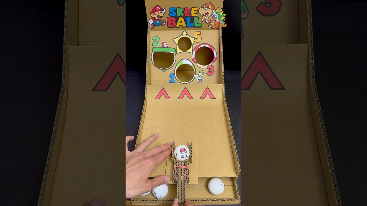 DIY Mario Skee ball from Cardboard