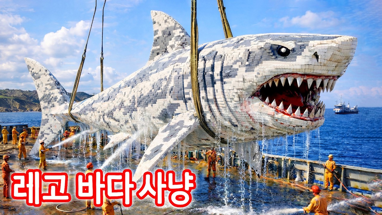OMG! 세계에서 가장 LARGEST 그레이트 화이트 상어가 나를 공격했다 🦈 ASMR LEGO 영상 해산물 애호가들을 위한 🥰