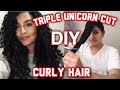 DIY TRIPLE UNICORN HAIR CUT ON CURLY HAIR How To Get Layers For Extreme Volume