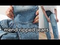 How to mend jeans with a patch by hand  sashiko visible mending no machine necessary