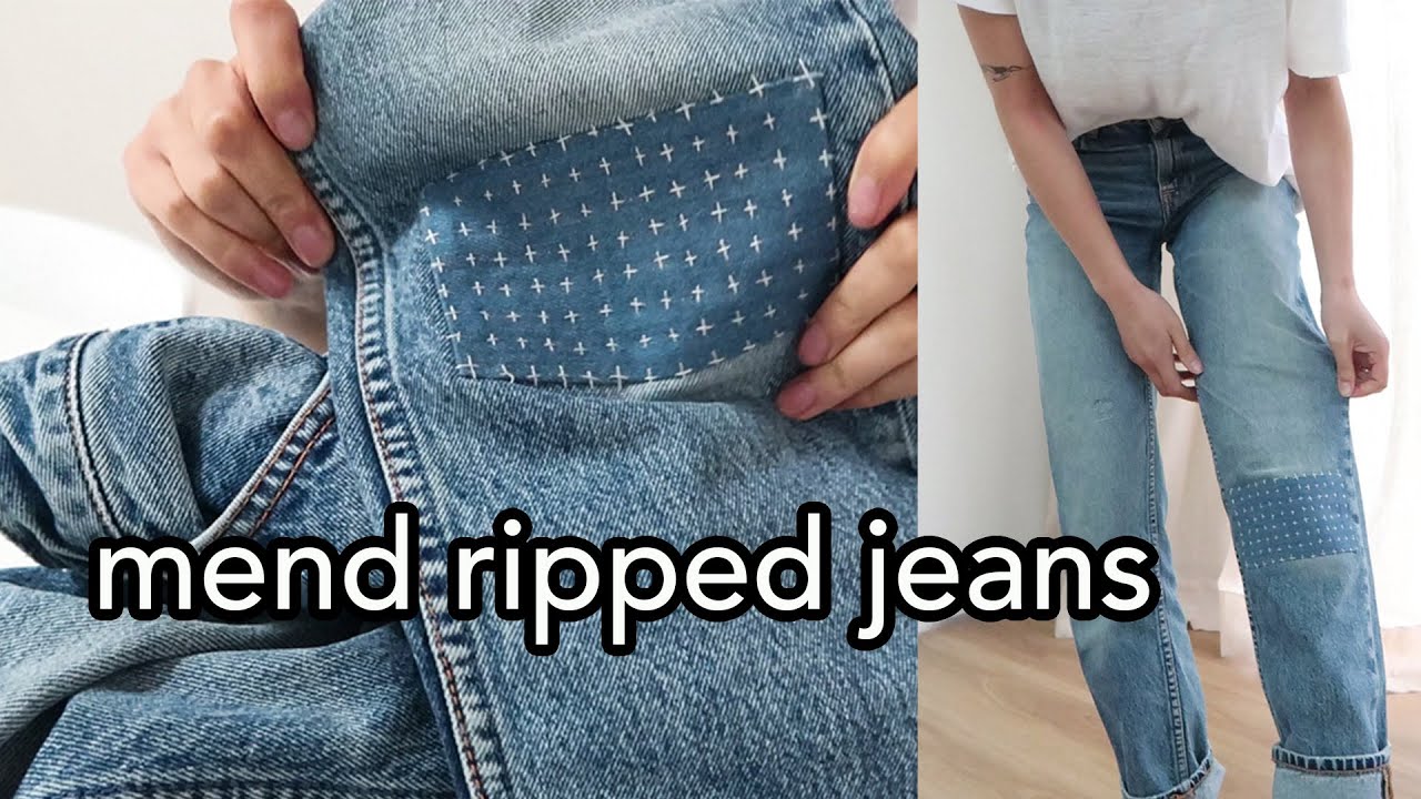 How to Mend your Jeans using Sashiko Stitching • The Crafty Mummy
