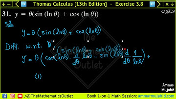 Thomas calculus exercise 3.8 Q29 to Q34 | Derivatives of Logarithmic Functions || Lec 6